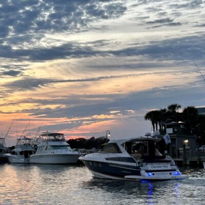 boat rental at sunset in Charleston SC